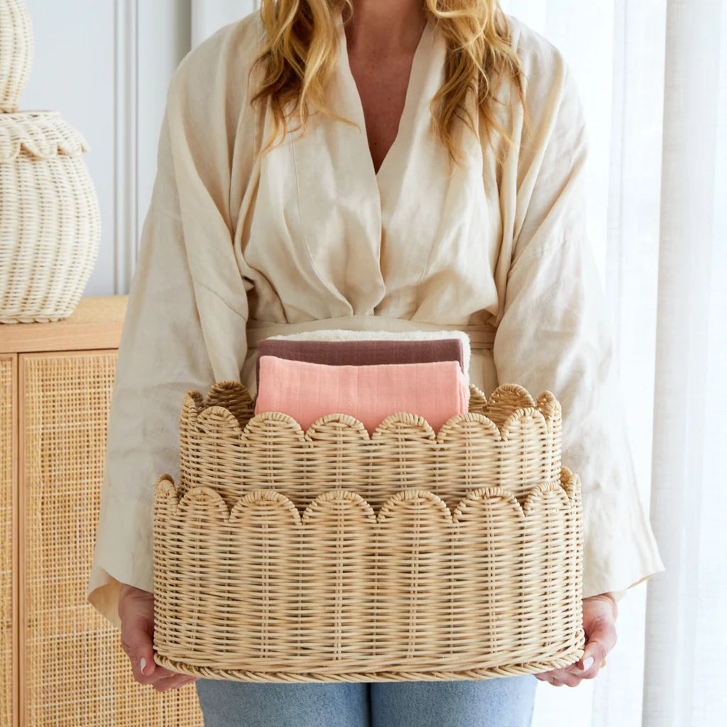 Belle Scallop Basket 2Pk - Natural