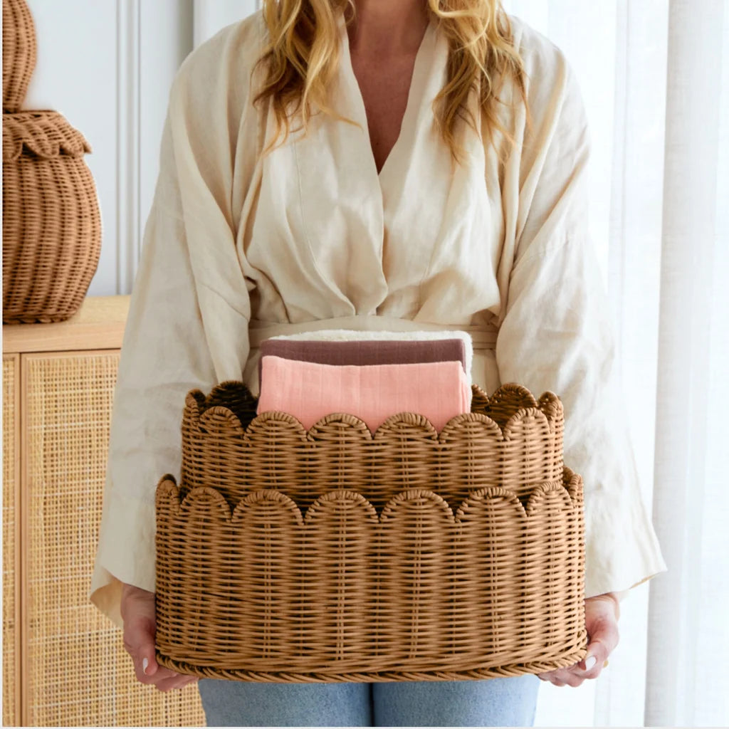 Belle Scallop Basket 2Pk - MOCCA