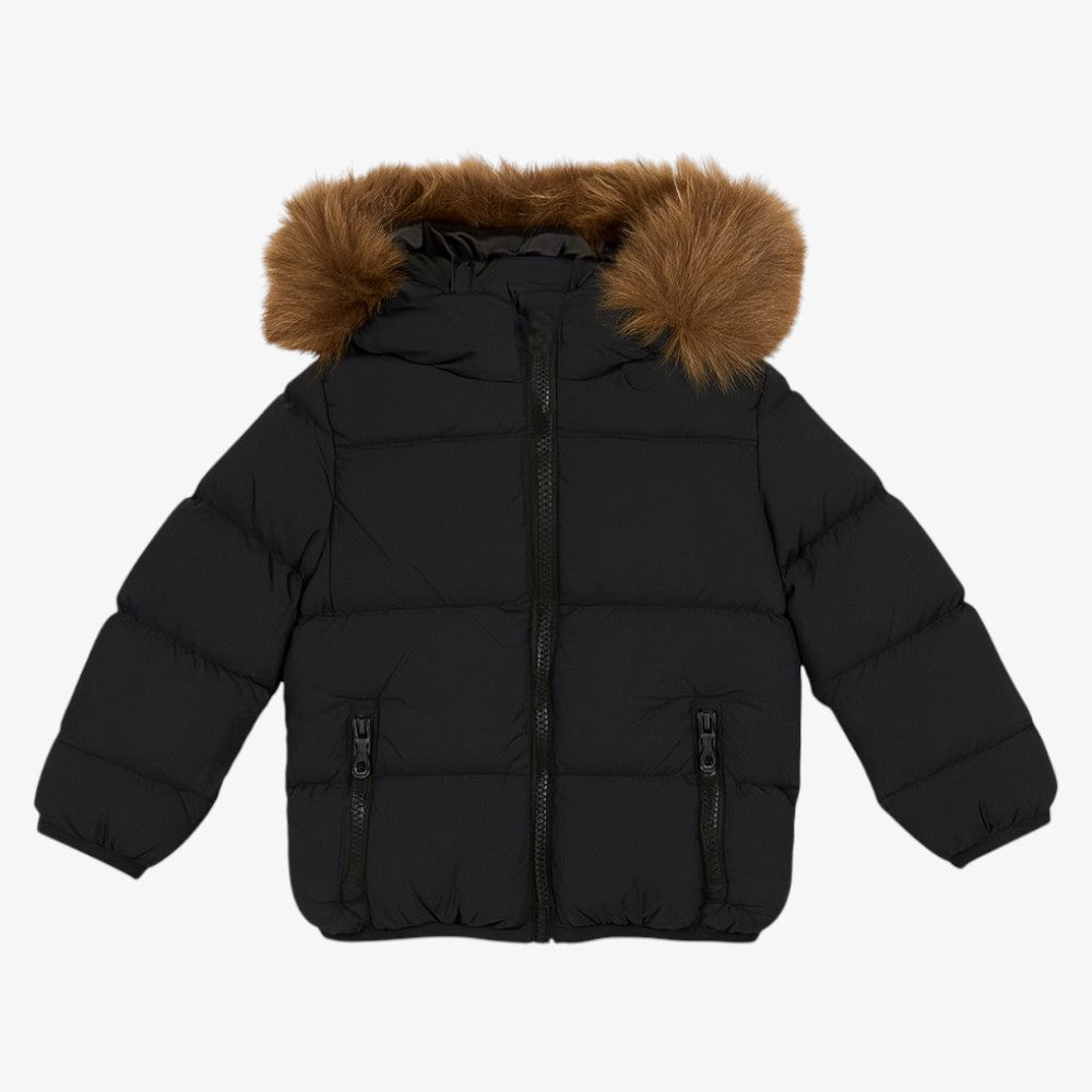 Fur Hood Jacket - Black
