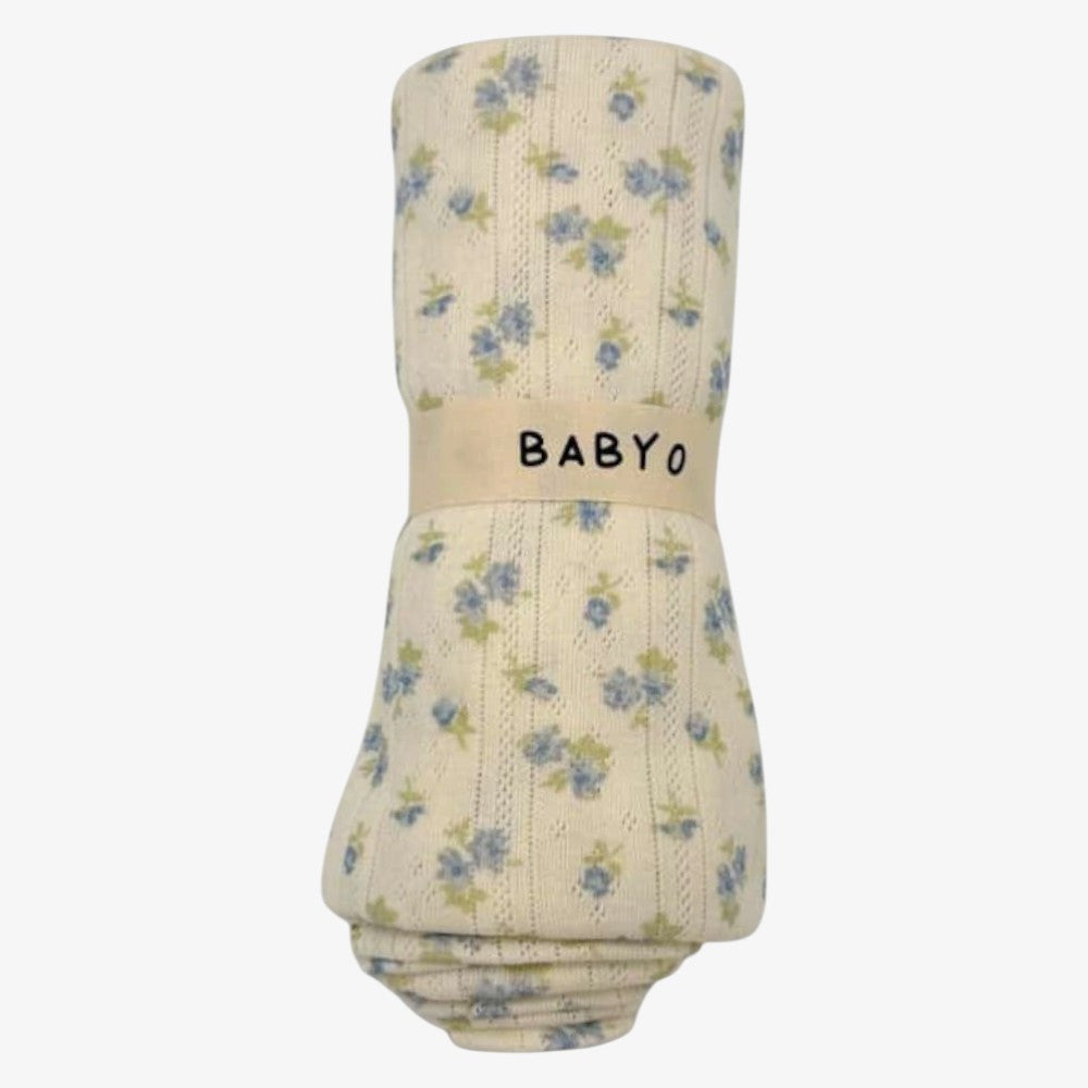 Pointelle Swaddlle - Blue Floral