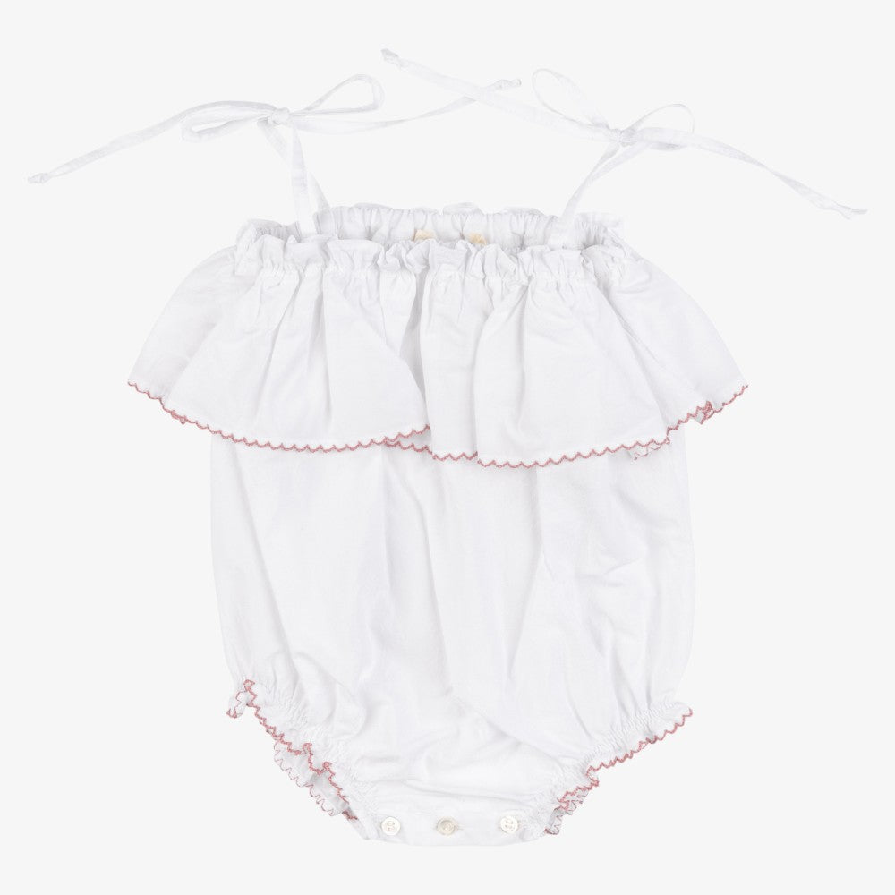Ruffled Romper - White