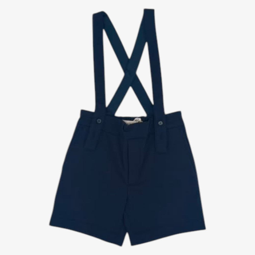 Archie Tufted Suspender Shorts - Navy Blue