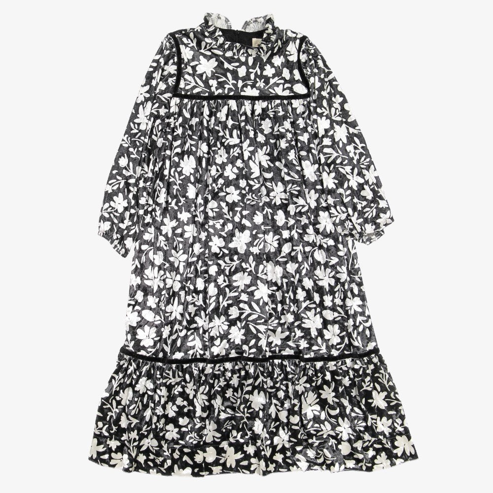 Flower Print Dress - Black&amp;cream