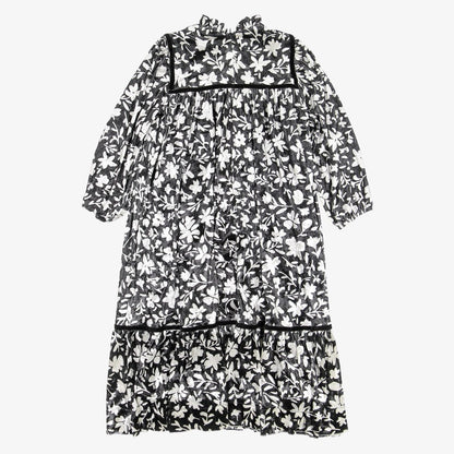 Flower Print Dress - Black&amp;cream