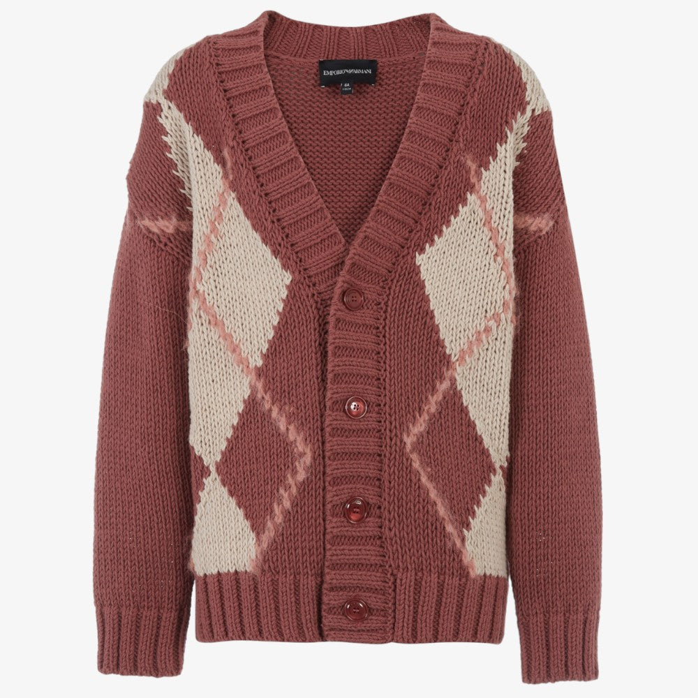 Argyle Cardigan - Brown-pink