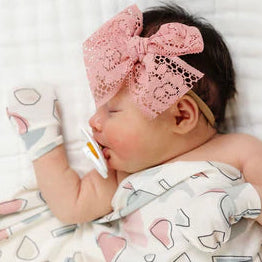 Lace Bow Headband - Rose