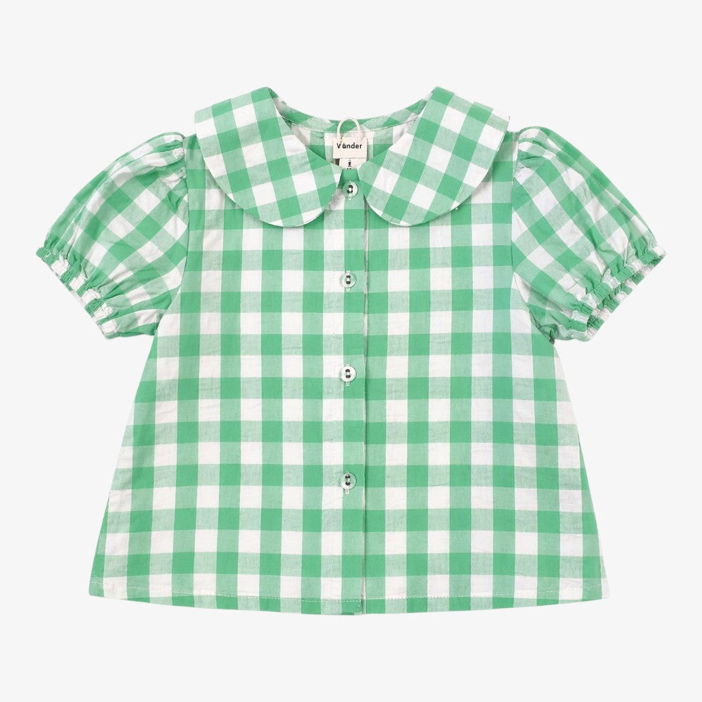 Balloon Sleeve Blouse - Jade Gingham