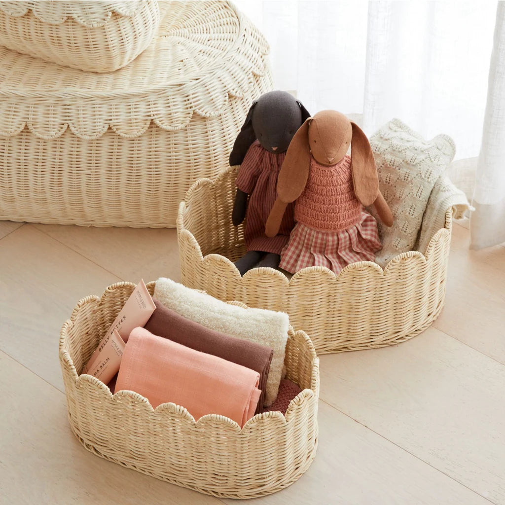 Belle Scallop Basket 2Pk - Natural