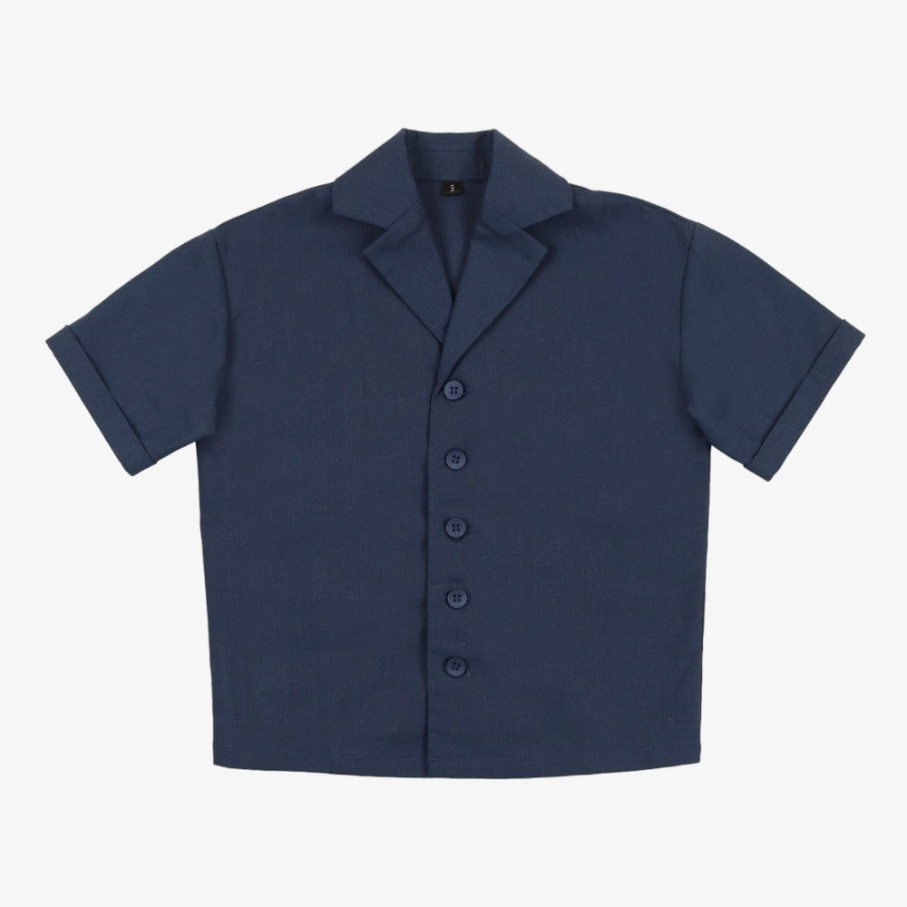 Panther Linen Shirt - Navy Blue