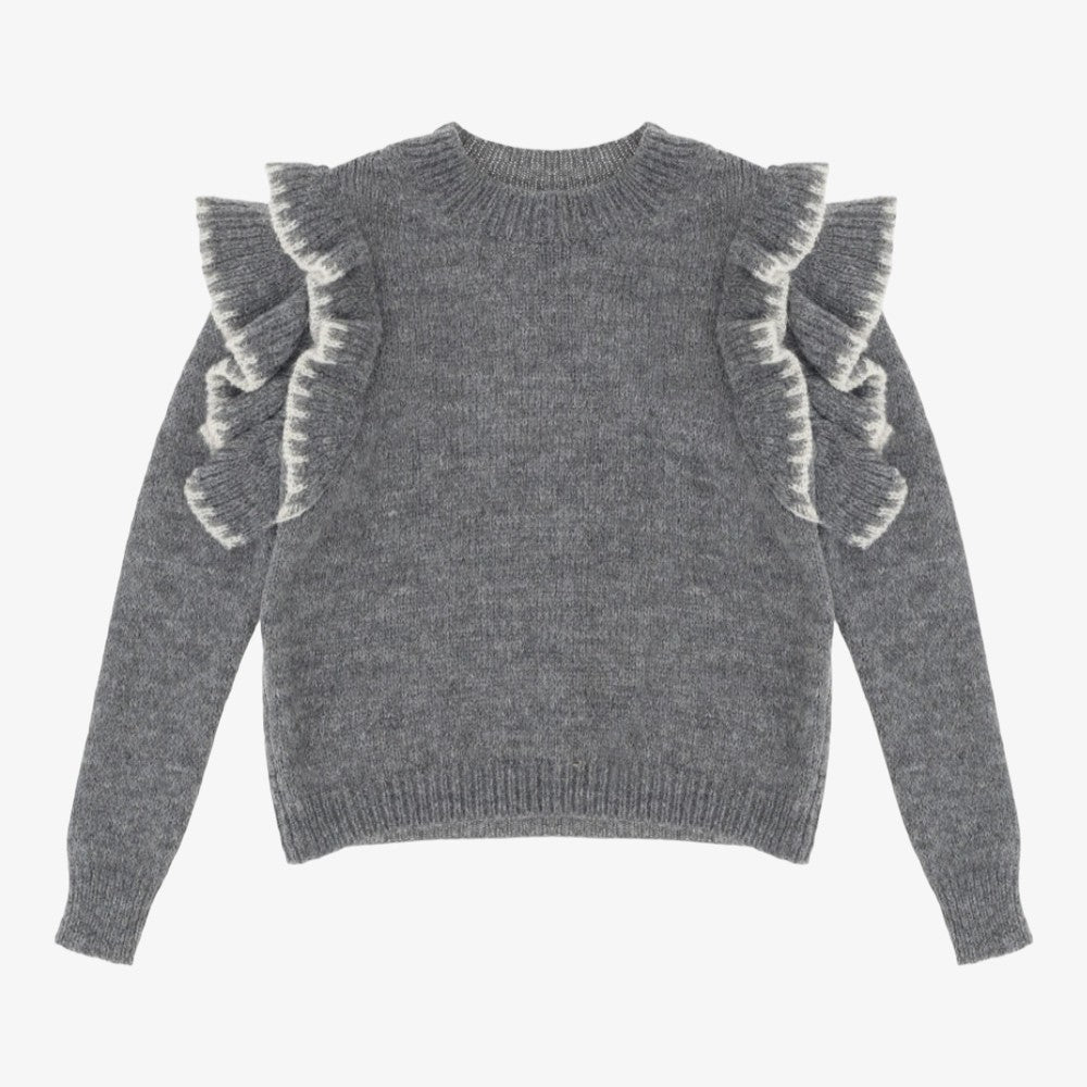 Ruffle Sweater - Grey