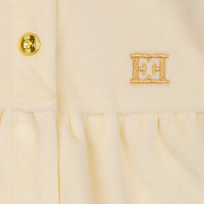 Velour Logo Footie - Antique White