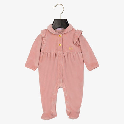 Velour Logo Footie - Rose