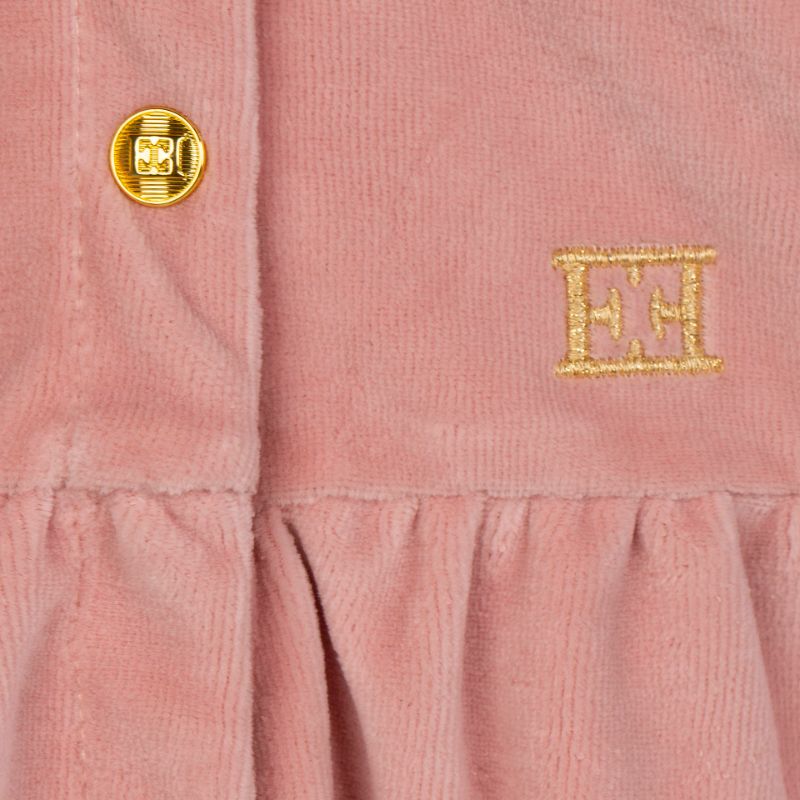 Velour Logo Footie - Rose