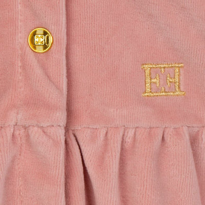 Velour Logo Footie - Rose