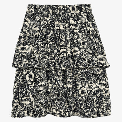 Floral Silk Skirt - Black