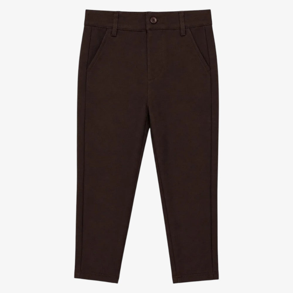 Solid Fitted Pants - Brown