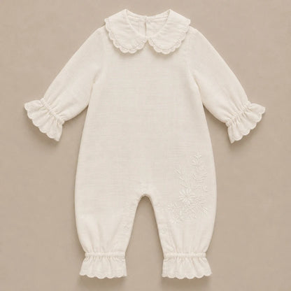 Embroidered Footie - Ivory