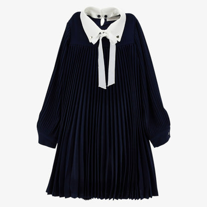 Nina Pleated Dress - Dark Blue