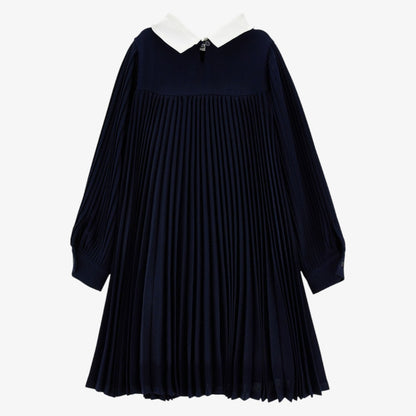 Nina Pleated Dress - Dark Blue
