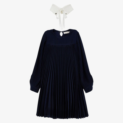 Nina Pleated Dress - Dark Blue