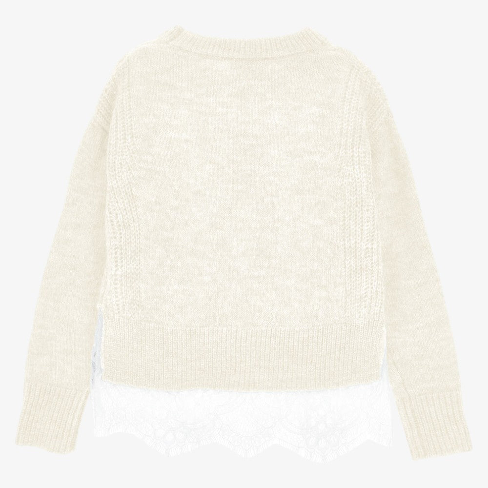 Stitch And Lace Sweater - Cream