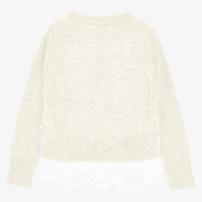 Stitch And Lace Sweater - Cream