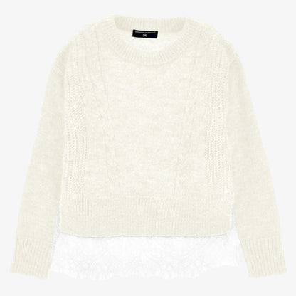 Stitch And Lace Sweater - Cream