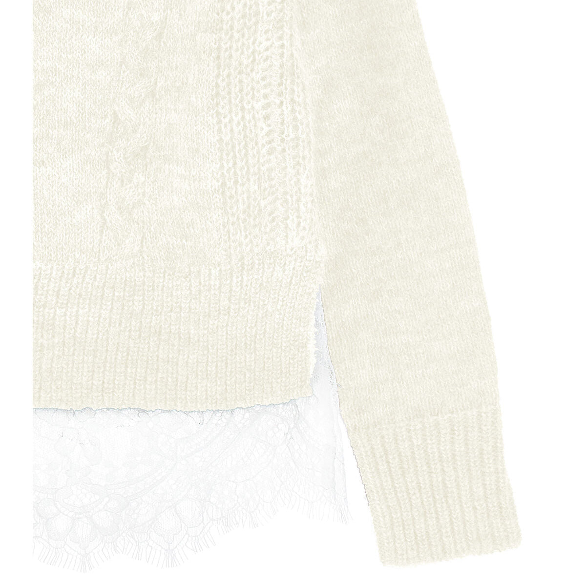 Stitch And Lace Sweater - Cream