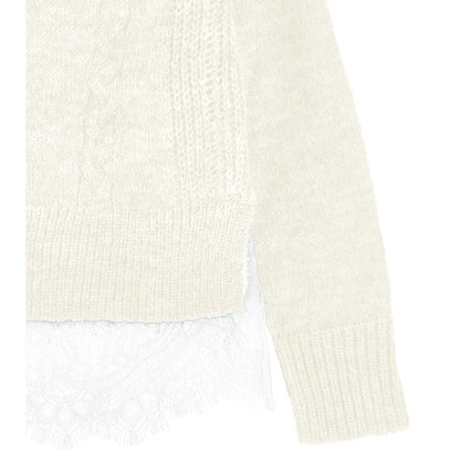Stitch And Lace Sweater - Cream