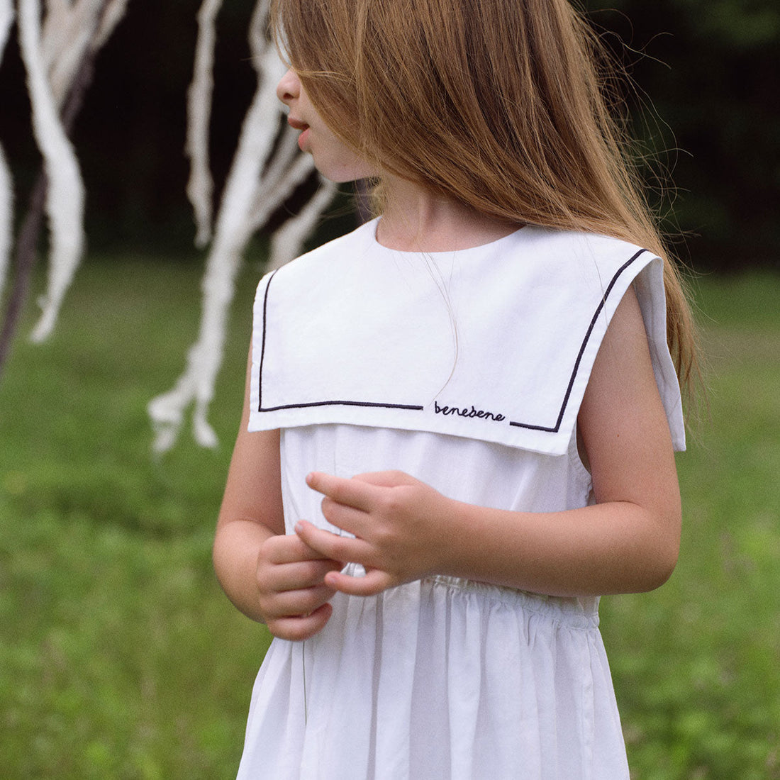 Marine Collar Dress - Ivory