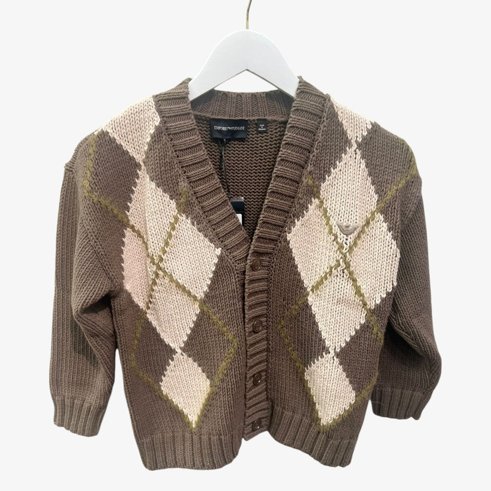 Argyle Cardigan - Brown