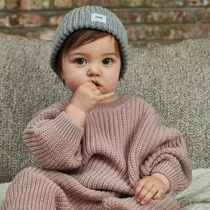 Chunky Beanie - Heather Grey