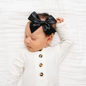 Satin Bow Headband - Black