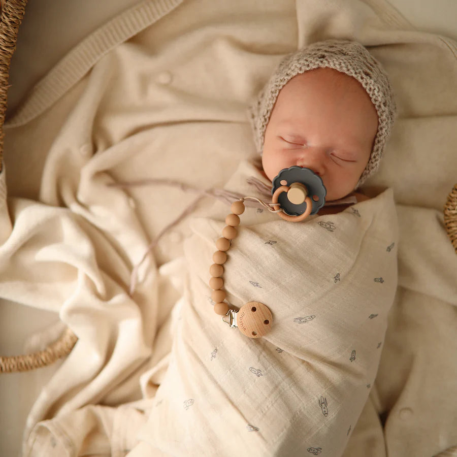 Daisy Silicone Pacifier Clip 2 Pack - Aurora &amp; White