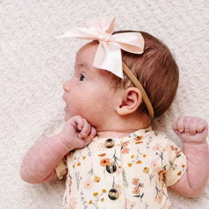 Satin Bow Headband - Blush