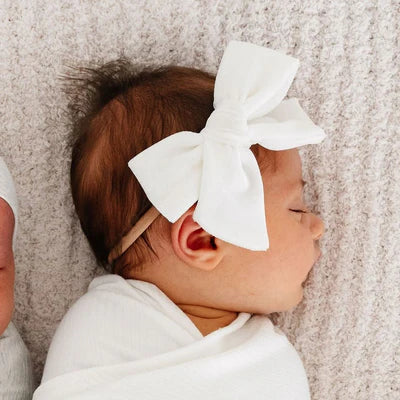 Velvet Bow Headband - Ivory