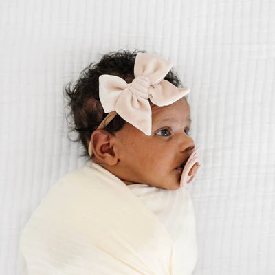 Velvet Bow Headband - Latte