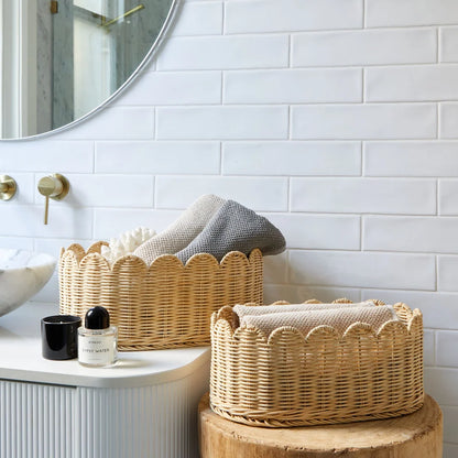Belle Scallop Basket 2Pk - Natural