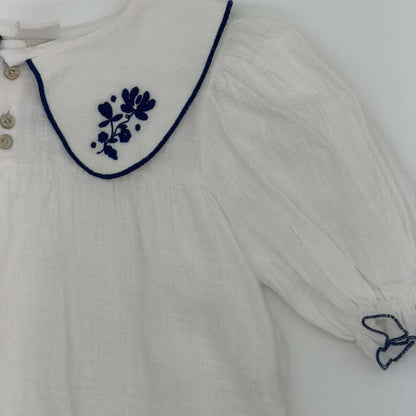 Hartense Shirt - Ecru &amp; Royal Blue