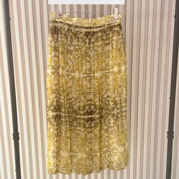 Botanical Pleated Skirt - Gold