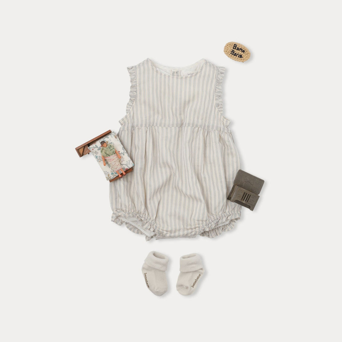 Ian Stripe Romper - Pale Pink