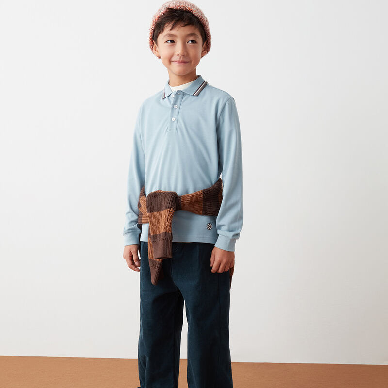 Stripe Collar Polo - Angelic Blue