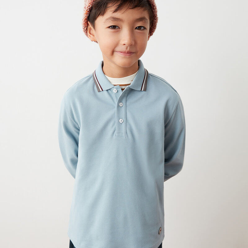 Stripe Collar Polo - Angelic Blue