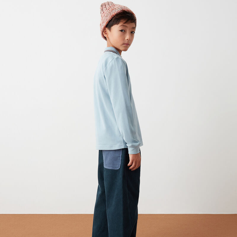 Stripe Collar Polo - Angelic Blue