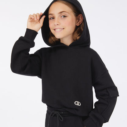 Pocket Hoodie And Skirt - Black
