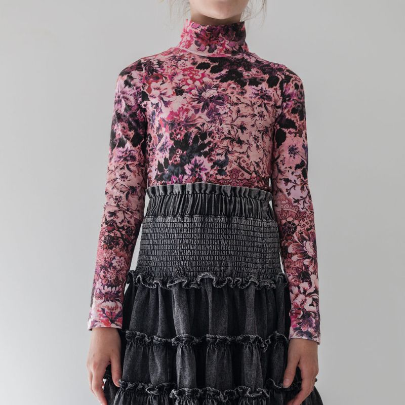 Print Turtleneck - Blurred Floral