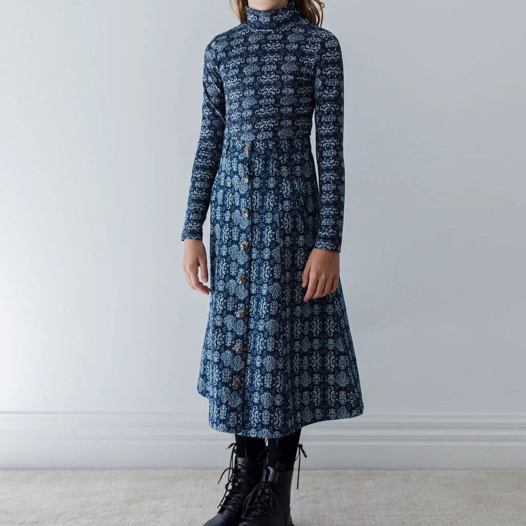 Button Denim Skirt - Lily Flower