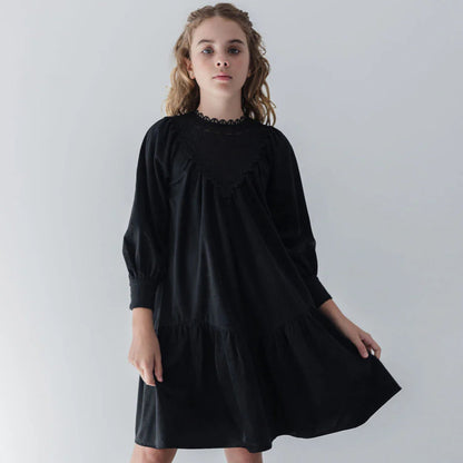 Cord Crochet Dress - Black