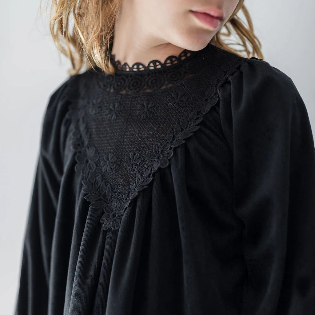 Cord Crochet Dress - Black