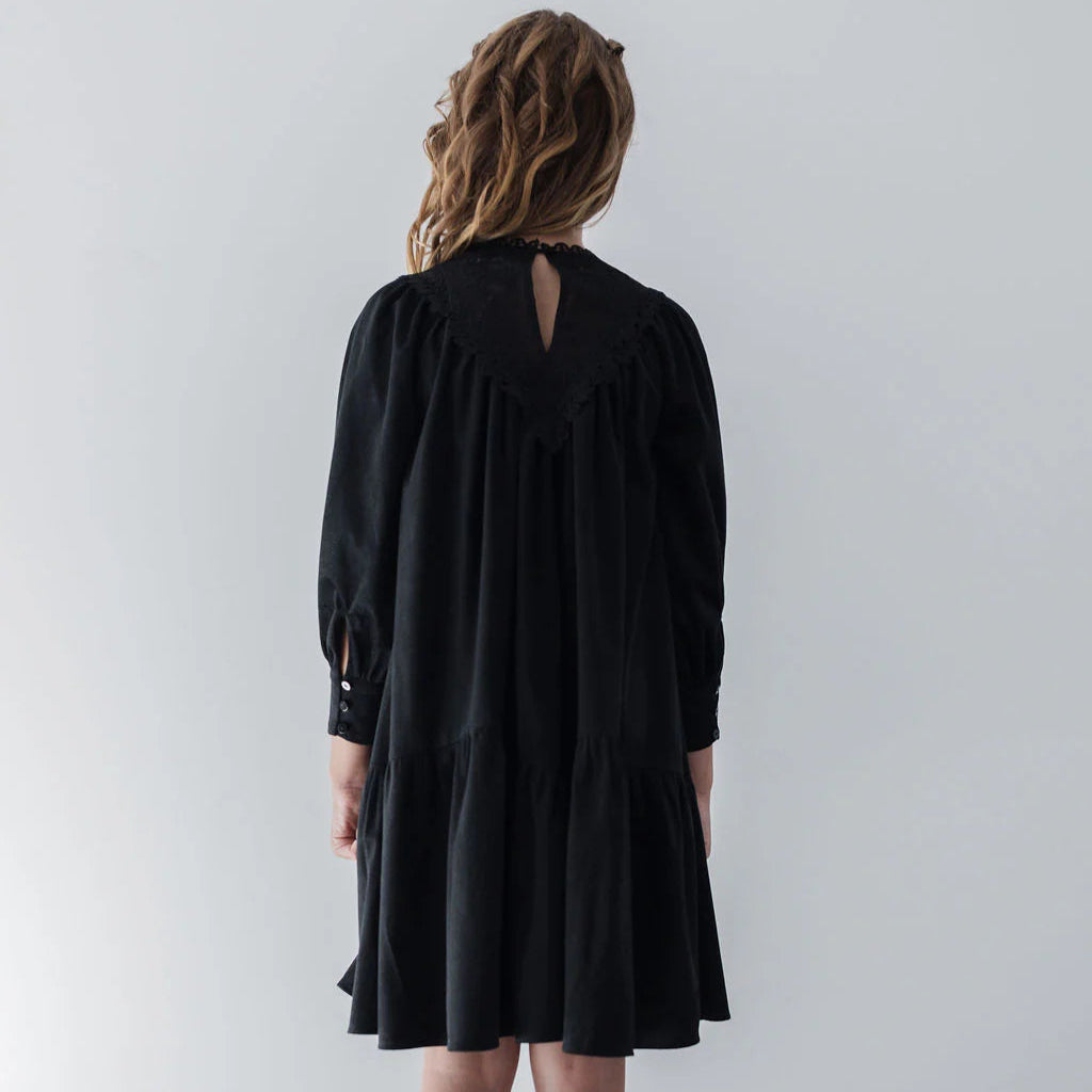 Cord Crochet Dress - Black